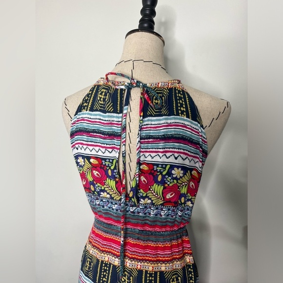 MINKPINK multicolor floral size small halter neck dress drawstring waist viscose - Picture 6 of 11